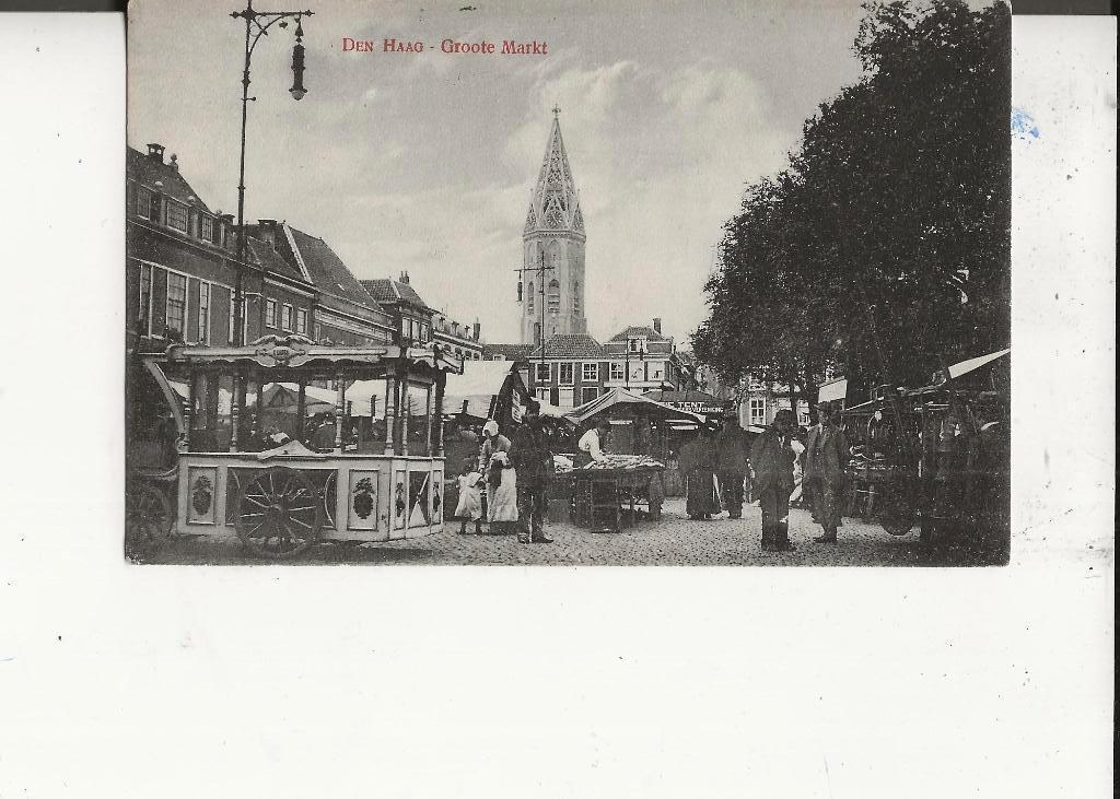 Den Haag Groote Markt met kramen !4-4-1914, Ophalen of Verzenden, Voor 1920, Gelopen, Zuid-Holland