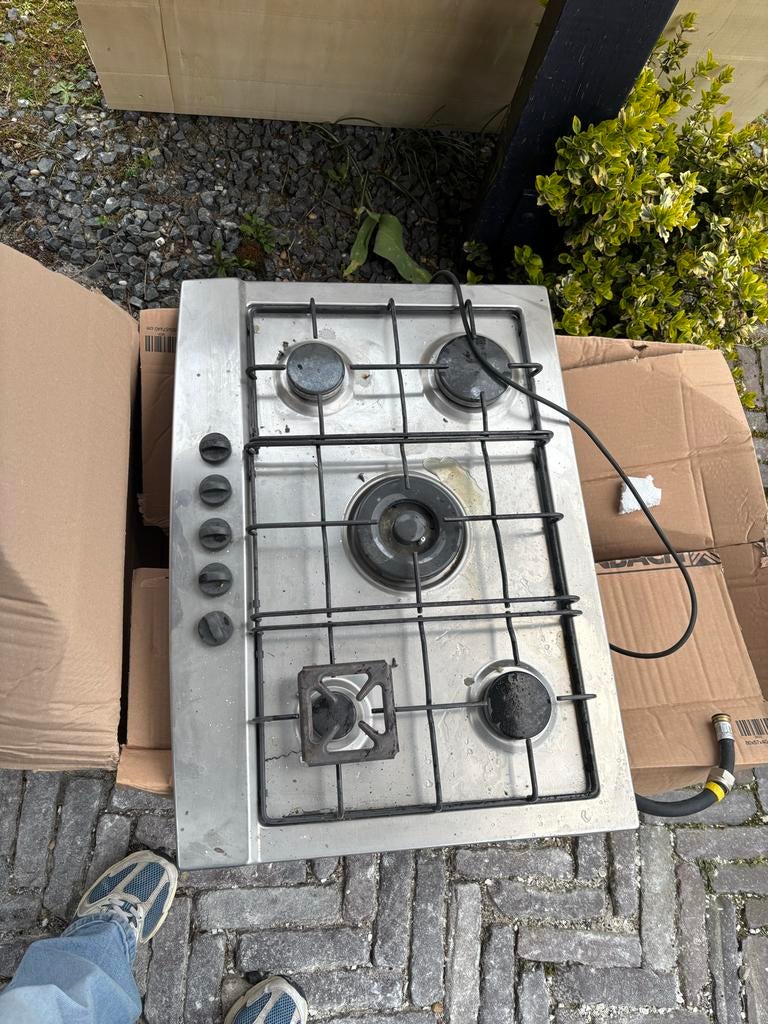 Gasfornuis, Witgoed en Apparatuur, Kookplaten, Gebruikt, Inbouw, Gas, 4 kookzones