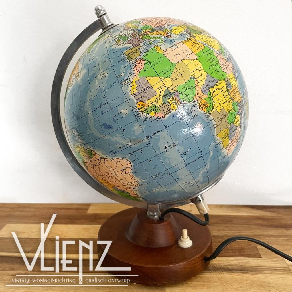 Vintage glazen Räth wereldbol, globe met verlichting 1985, Ophalen, -, -, Räth