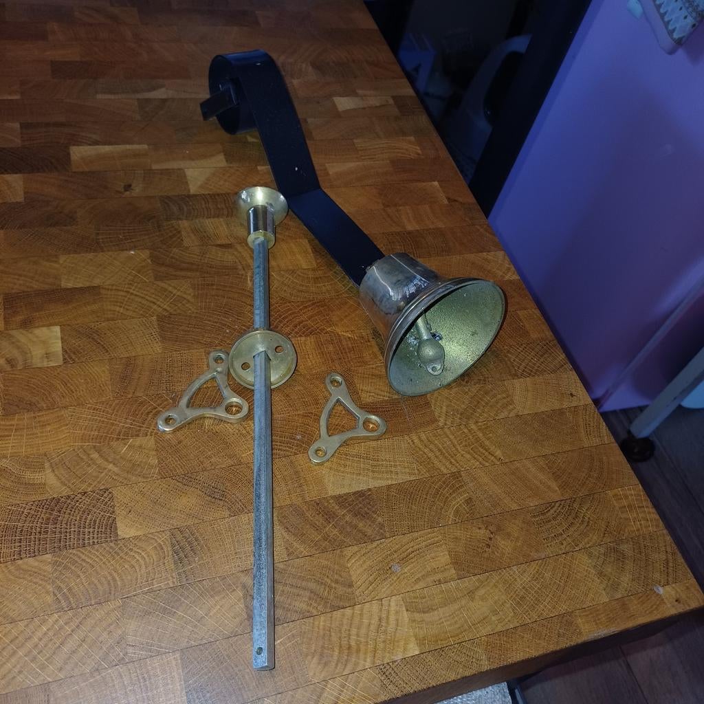 Oude goudkleur antieke bel trekbel ijzer, Antiek en Kunst, Ophalen