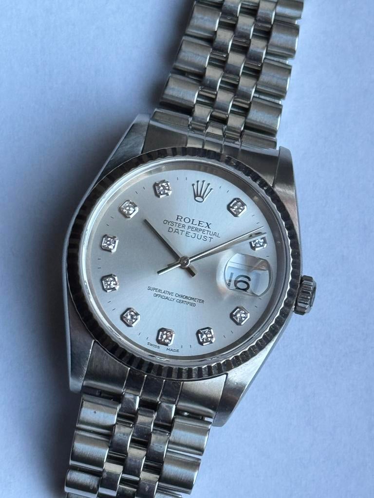Horloge Rolex Datejust 16234- diamond dial. 2001, Ophalen of Verzenden, Staal, Overige merken, 1960 of later