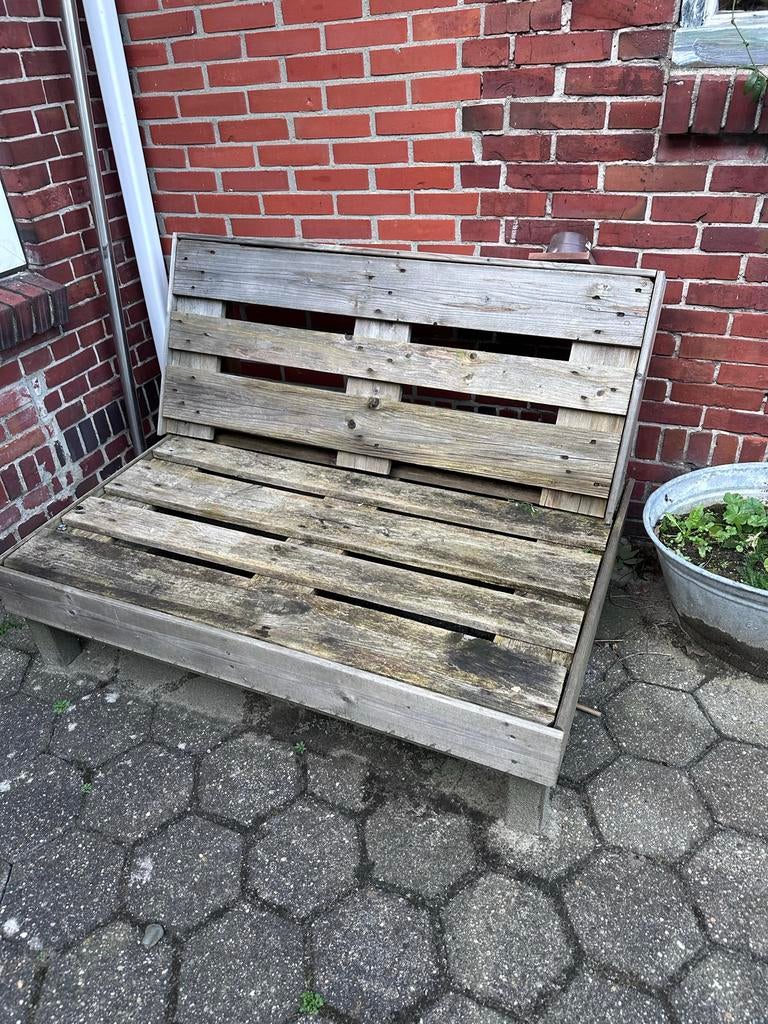 2x Pallet bank - Stevige houten tuinbanken, Ophalen, Gebruikt, 150 tot 200 cm, Tweepersoons