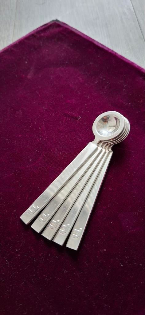 5 verzilverde lepeltjes Friesland bank, 75 jarig jubileum., Ophalen of Verzenden, Zilver