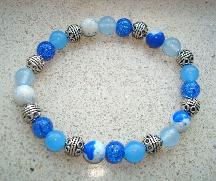 Armband van halfedelsteen in blauwtinten - maat naar wens, Info.adorabeads@gmail.com, Adorabeads, Blauw, Nieuw