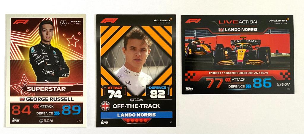 TOPPS F1 LANDO NORRIS GEORGE RUSSELL, Ophalen of Verzenden, Zo goed als nieuw, Formule 1