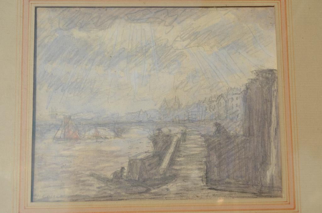 (Jan) Ko Cossaar voorstudie schilderij Thames? 1901 - 1909., Ophalen of Verzenden
