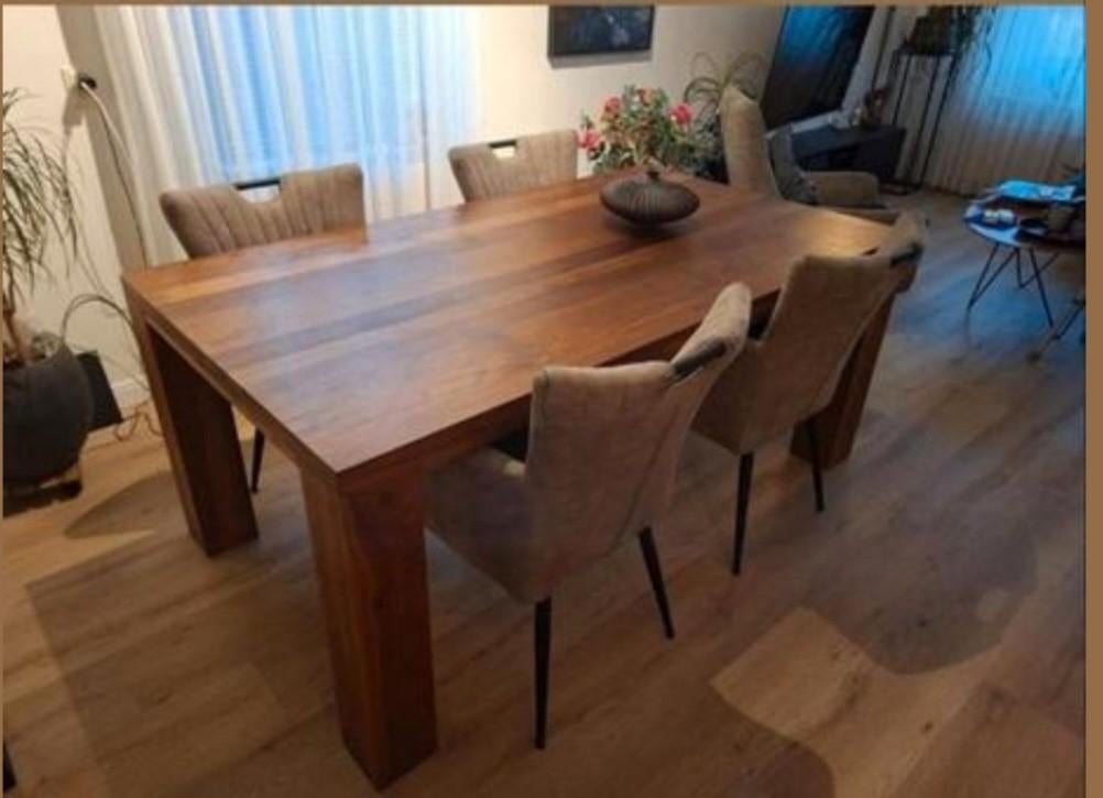 NOTENHOUTEN TAFEL, EETTAFEL NOTEN HOUT, Ophalen, 200 cm of meer, 50 tot 100 cm, Zo goed als nieuw