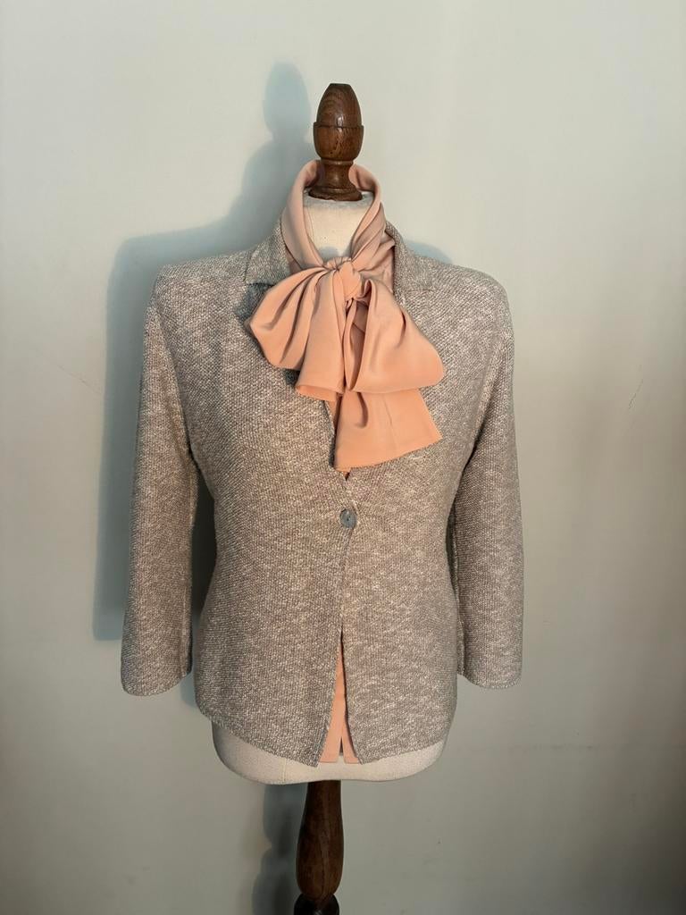 LE TRICOT PERUGIA VEST LIGHT TAUPE COTTON, Kleding | Dames, Verzenden, Zo goed als nieuw, Maat 36 (S), Overige kleuren