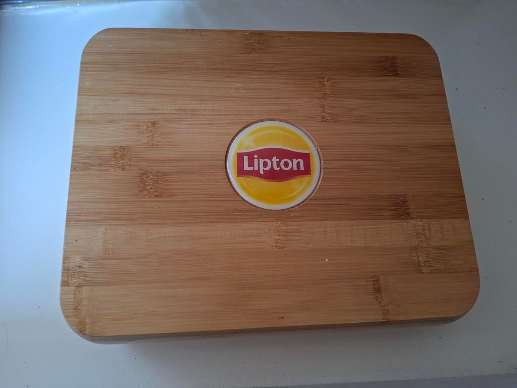 Lipton theedoos van bamboe met 12 vakjes, Ophalen of Verzenden, Zo goed als nieuw, Bruin, Hout