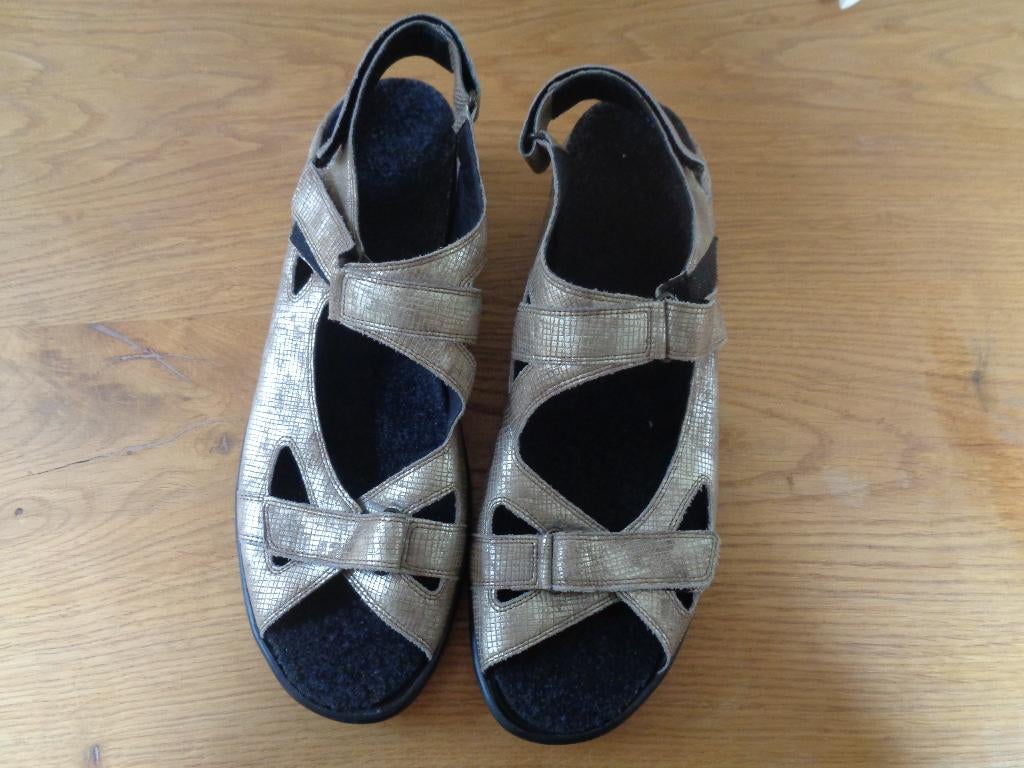 Durea sandalen: mt 41/7.5 (E) goudkleur, Kleding | Dames, Schoenen, Durea, Overige kleuren, Zo goed als nieuw, Sandalen of Muiltjes