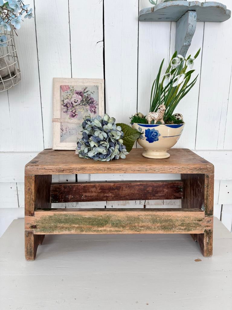 Uniek eikenhouten krukje met zwaluwstaart verbinding, Ophalen of Verzenden