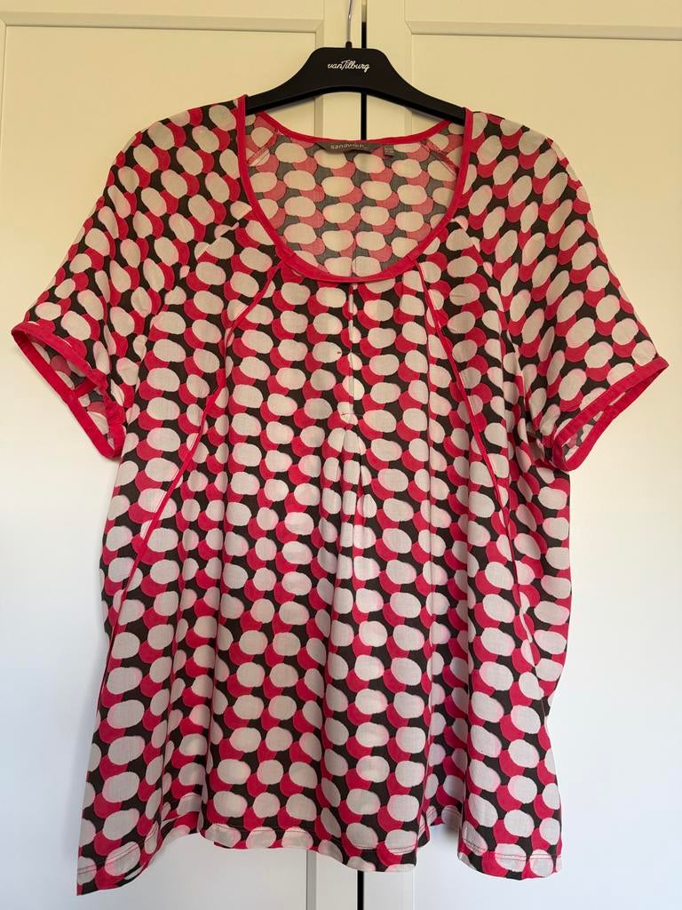 Sandwich Blouse Maat 44 - Roze -Witte Stippen, Ophalen of Verzenden, Zo goed als nieuw, Maat 42/44 (L), Roze