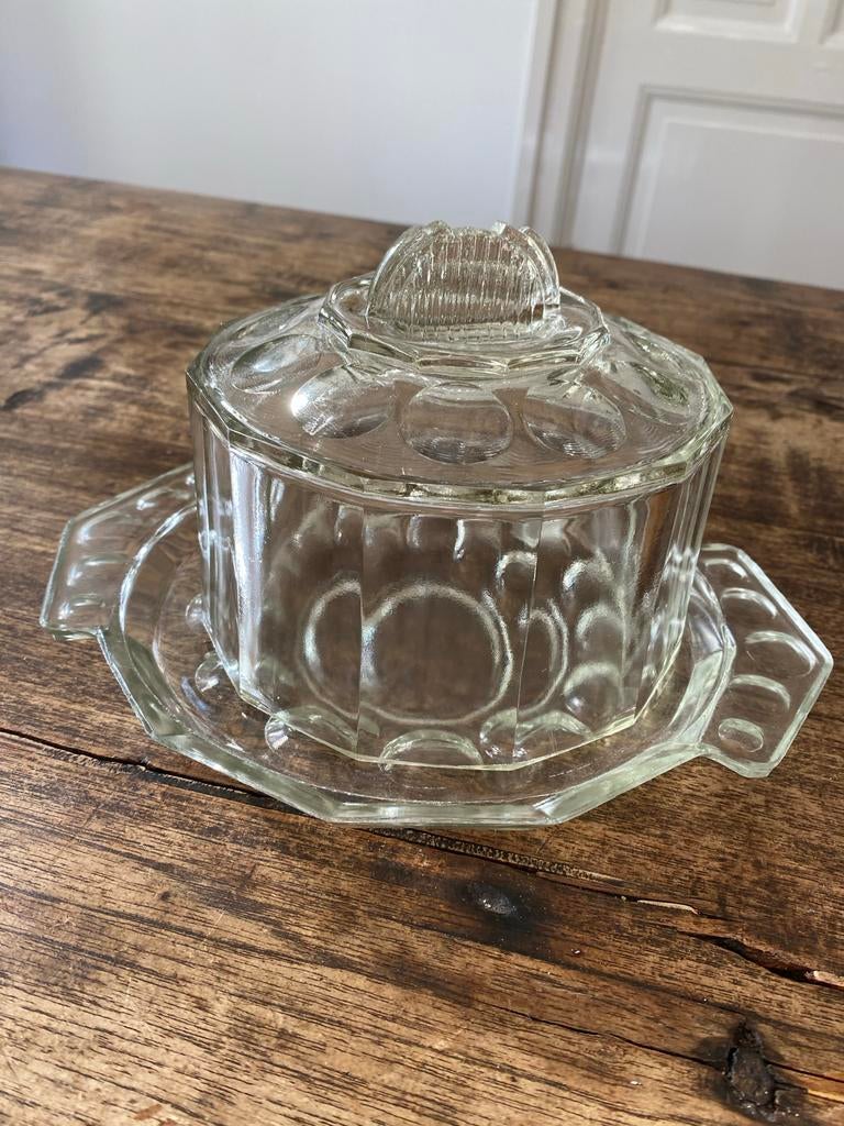 Antieke Art Deco Kaasstolp met Facetranden uit Frankrijk, Ophalen of Verzenden