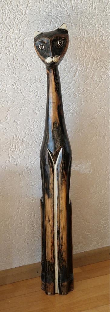 Houten katachtige, Verzamelen, Beelden en Beeldjes, Ophalen, Zo goed als nieuw, Dier