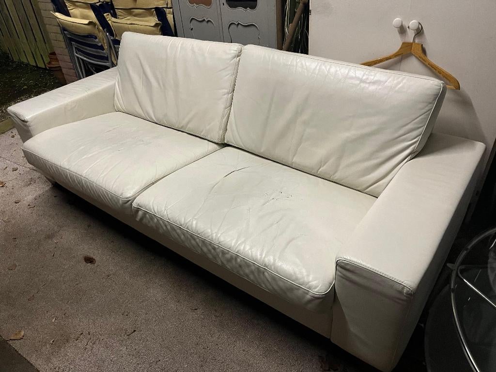 Witte bank, Huis en Inrichting, Banken | Bankstellen, Ophalen, Gebruikt, 150 tot 200 cm, Tweepersoons