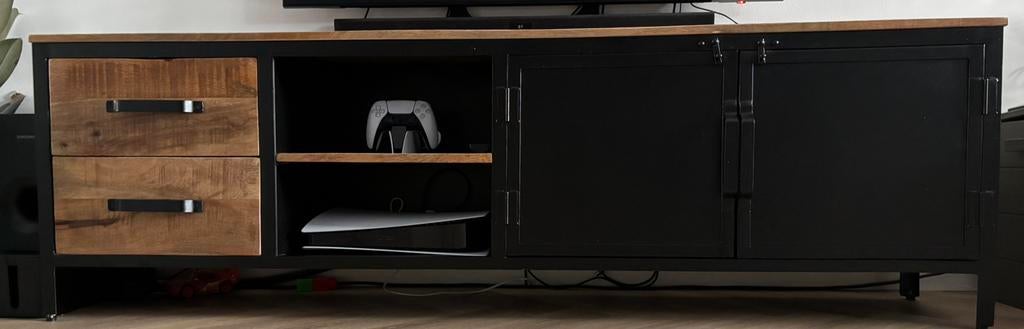 Tv meubel mango industrieel - 190cm, Ophalen, 150 tot 200 cm, Zo goed als nieuw, Minder dan 100 cm