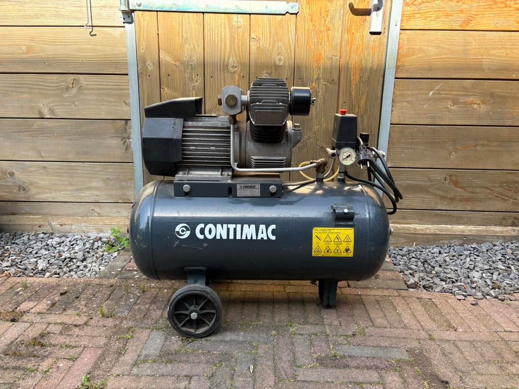 Contimac Professionele compressor 220v 90 liter 11 bar, Ophalen, Gebruikt, 10 bar of meer, Minder dan 200 liter/min