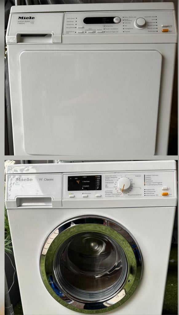 Miele W1 Classic Eco wasmachine + Miele T8823c Condensdroger, Witgoed en Apparatuur, Was-droogcombinaties, 6 tot 8 kg, Ophalen