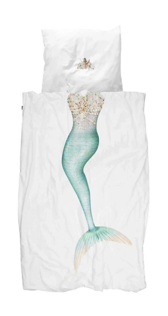 SNURK Zeemeermin Dekbedovertrek - Eenpersoons, Eenpersoons, Wit, Dekbedovertrek, Ophalen of Verzenden
