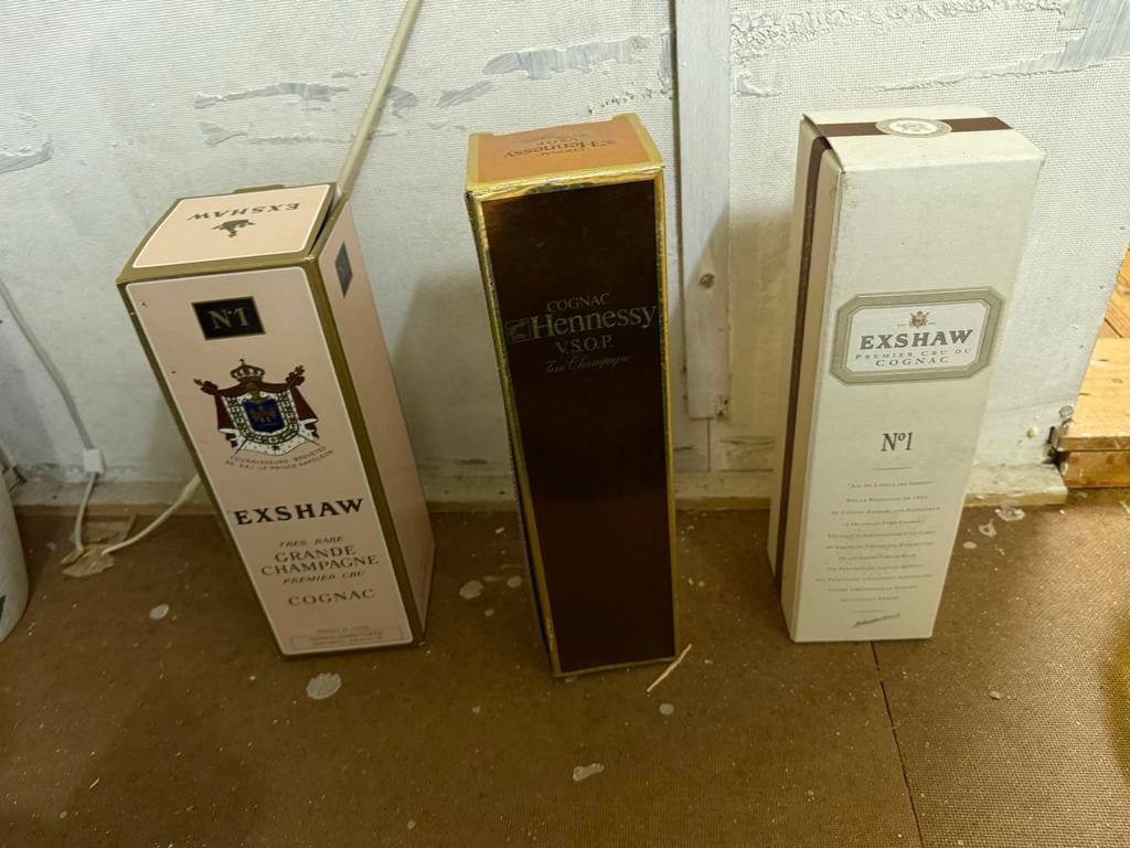 UNIEKE VONDST: Vintage Cognac Collectie (Exshaw & Hennessy), Verzamelen, Gebruikt, Ophalen of Verzenden, Vol, Overige typen
