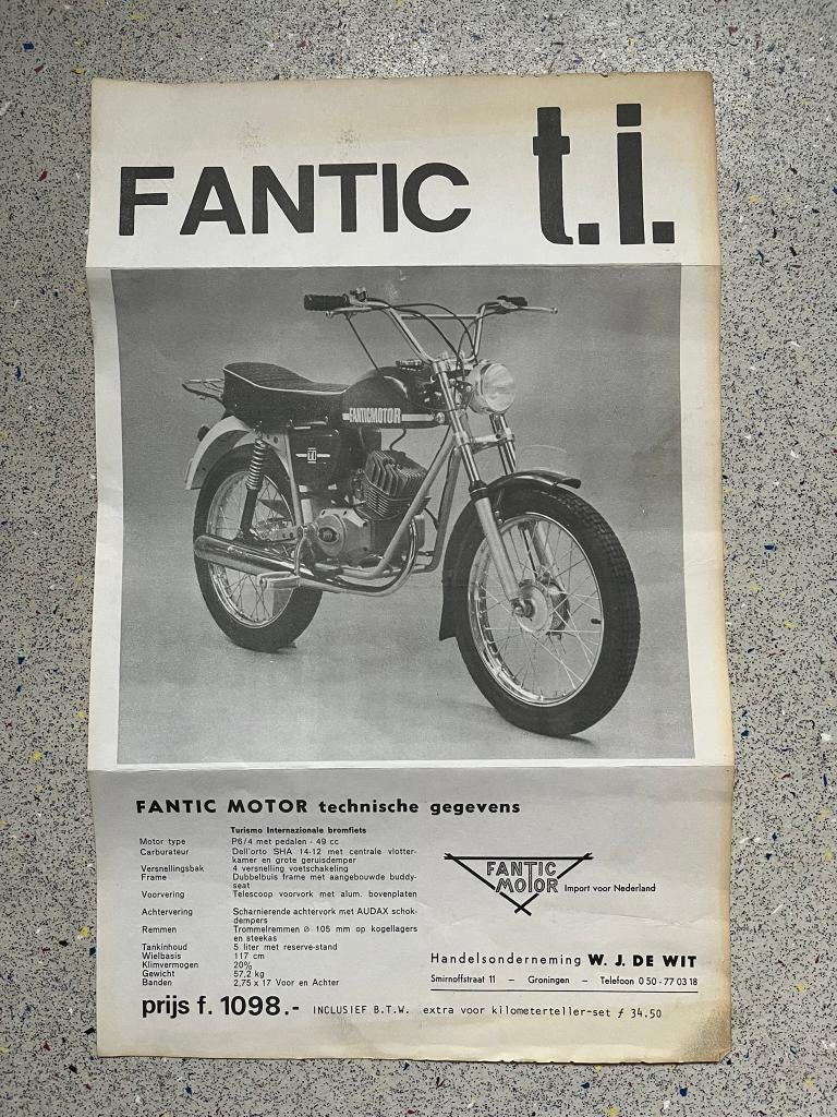 Originele Folder Fantic t.i. Motor / Bromfiets, Fietsen en Brommers, Verzenden