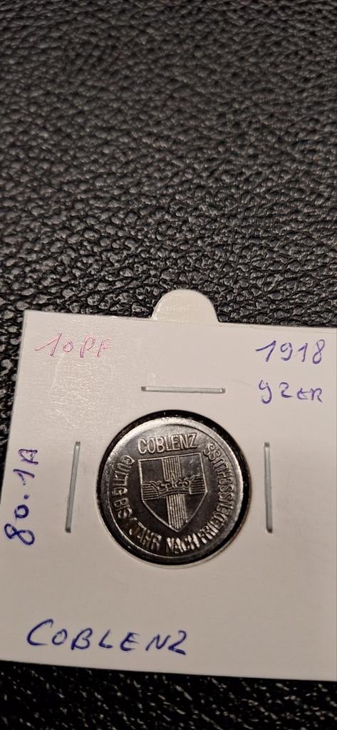 Duits notgeld 10 pfennig 1918 Coblenz ijzer, Ophalen of Verzenden, Duitsland