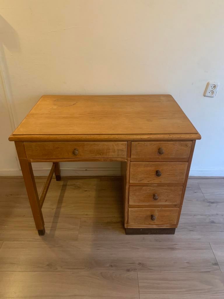Vintage bureau gratis, Ophalen, Gebruikt, Bruin, Hout
