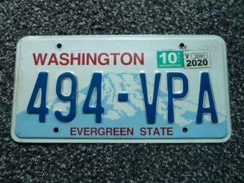 Kentekenplaat licenseplate Washington 2 USA, Verzamelen, Verzenden, Gebruikt, Auto's