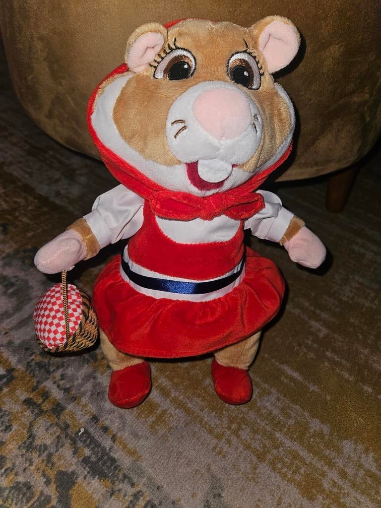 Knuffel Hamster Roodkapje met mandje, Overige merken, Overige karakters, Hamster, Ophalen of Verzenden