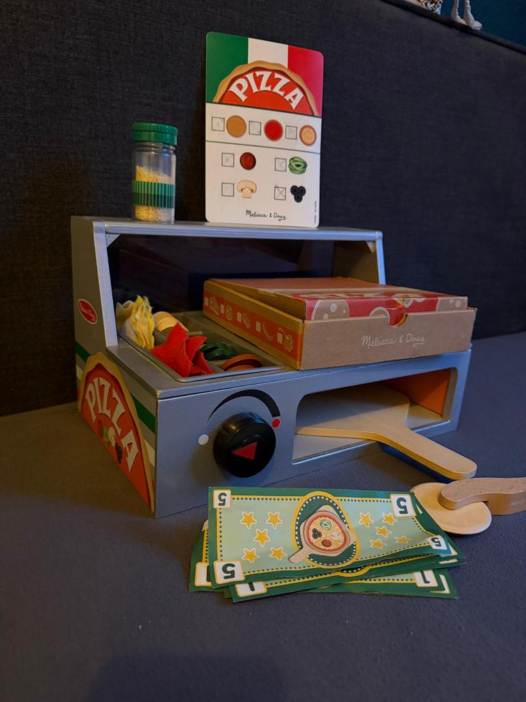 Melissa & Doug Houten Pizza Set met Klittenband en Accessoir, Ophalen, Gebruikt, Ontdekken