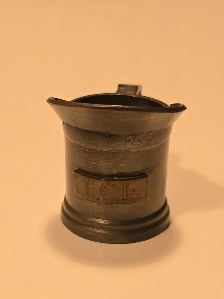 antieke Franse tinnen maatbeker 1 CL €8,95, Antiek en Kunst, Antiek | Tin, Ophalen of Verzenden