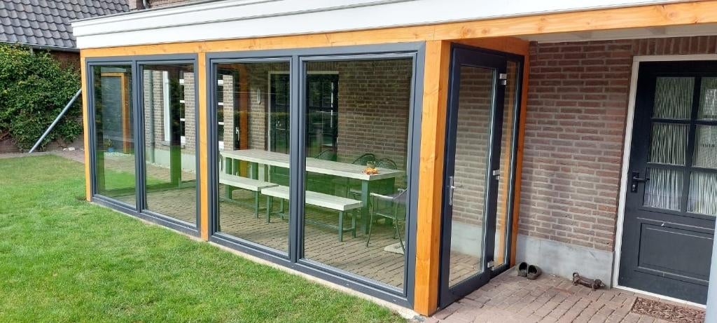 2 DELIGE KANTEL SCHUIFPUIEN IN KUNSTSTOF ANTRACIET GRIJS, Kunststof, Deurkozijn, 225 cm of meer, Nieuw