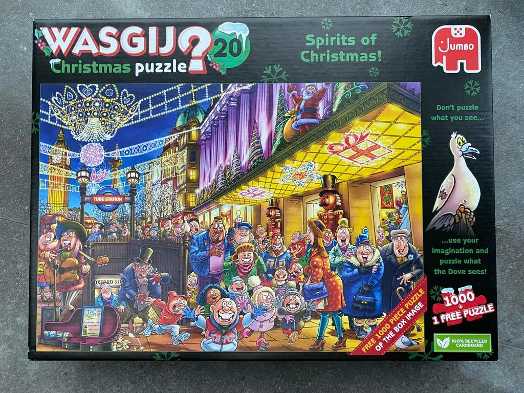 Dubbele Wasgij puzzel 2x1000 stukjes, Kerstpuzzel nummer 20, Ophalen of Verzenden, 500 t/m 1500 stukjes, Zo goed als nieuw, Legpuzzel