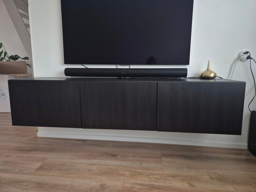 Tv-meubel BESTÅ (Ikea) zwartbruin, Ophalen, Overige materialen, 150 tot 200 cm, Zo goed als nieuw