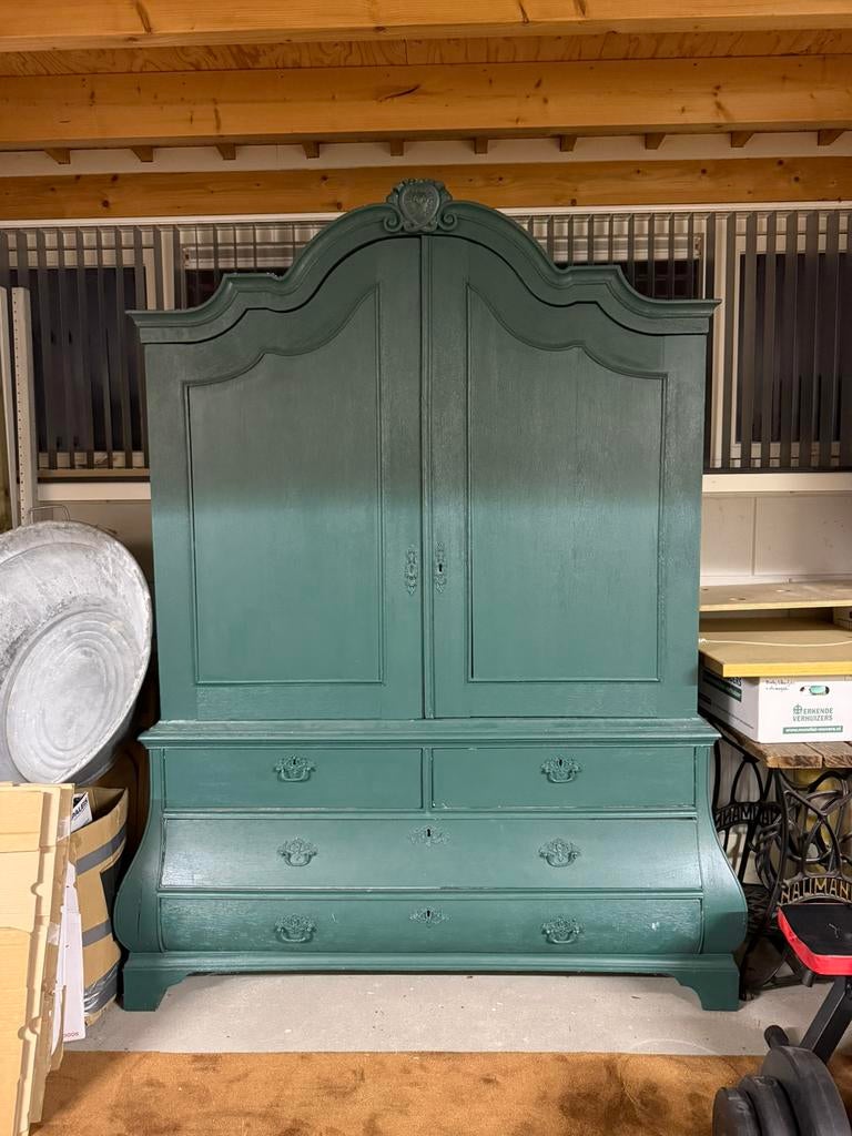 Prijsknaller❗️Antieke landelijke kast / linnenkast – groen, Antiek en Kunst, Antiek | Meubels | Kasten, Ophalen