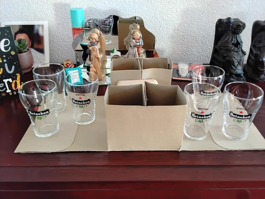 6 Heineken bierglazen , originele verpakking, vintage, Verzamelen, Ophalen, Zo goed als nieuw, Glas of Glazen, Heineken