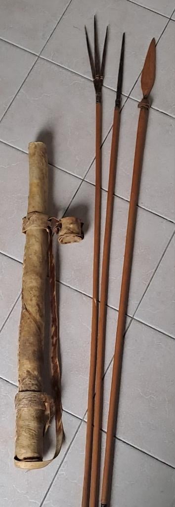 Set van drie vintage speren met lederen foedraal, Ophalen of Verzenden