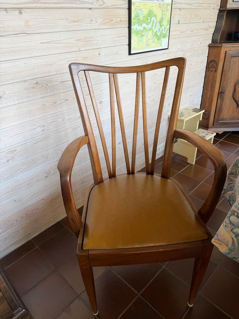 A.A. Patijn stoelen met leuning 4 stuks origineel, Ophalen, Gebruikt, Bruin, Vintage