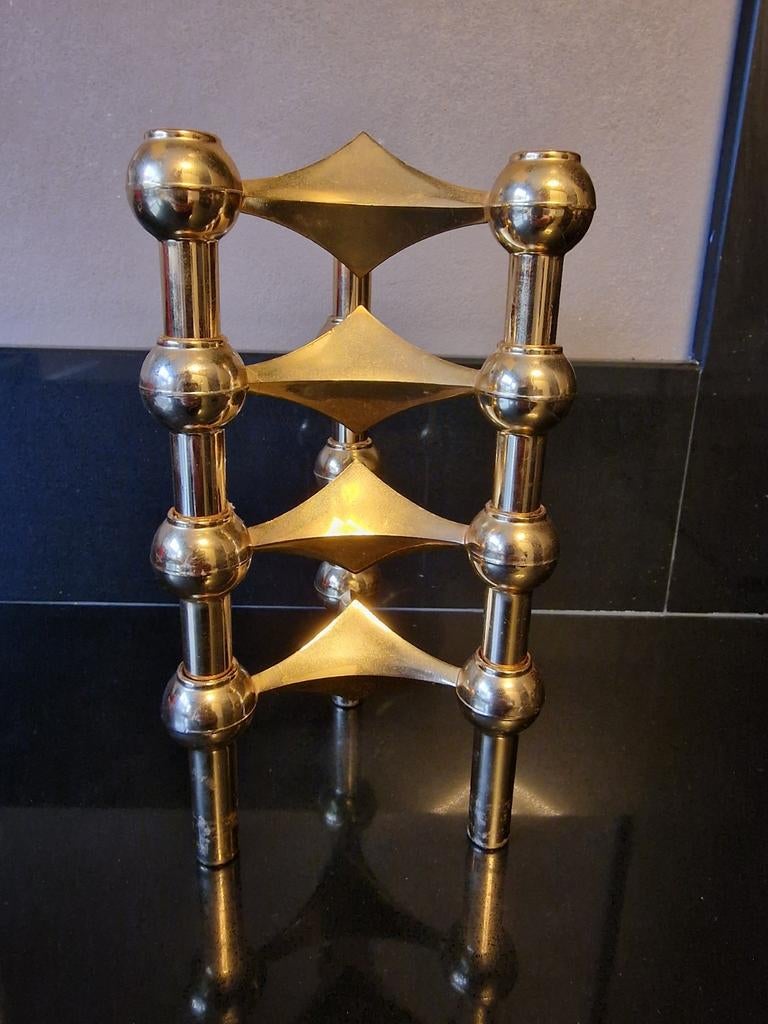Vintage kandelaars Stoff Nagel messing, Ophalen of Verzenden, Overige materialen, Minder dan 25 cm