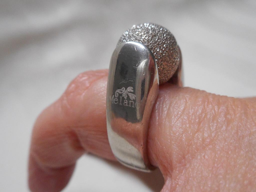 Zilveren melano ring met wisselbol nr.1308, Gebruikt, Verzenden, Kleiner dan 17, Dame