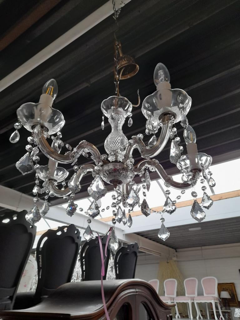 Adv 19 kristallen kroon luchter 5 lpnt kartel pegels, Ophalen of Verzenden, Zo goed als nieuw