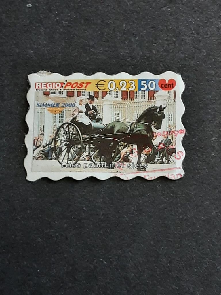 Regiopost Fries paard +sjees. Met opdruk SIMMER 2000 ( gest), Ophalen of Verzenden