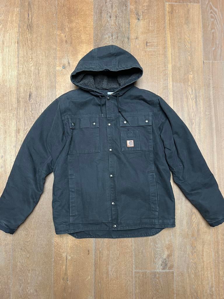 Carhartt Workwear Duck Sherpa Canvas Jack & Hoodie Zwart M, Kleding | Heren, Jassen | Winter, Maat 48/50 (M), Zwart, Carhartt
