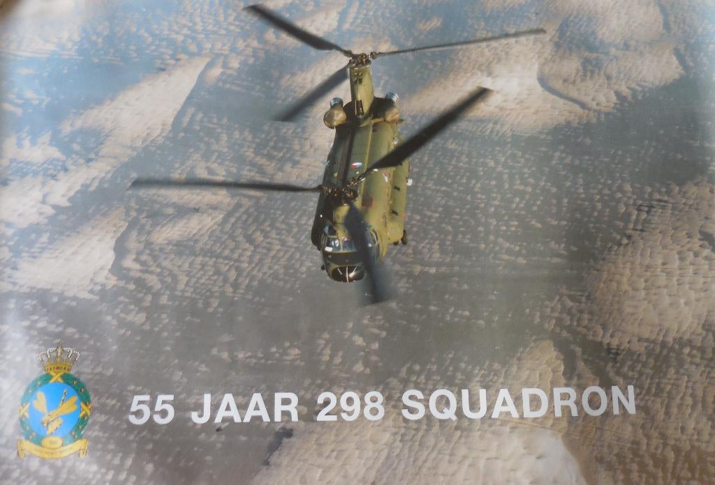KLu Poster: 55 jaar 298 Helikopter squadron, Verzamelen, Ophalen, Zo goed als nieuw, Kaart, Foto of Prent