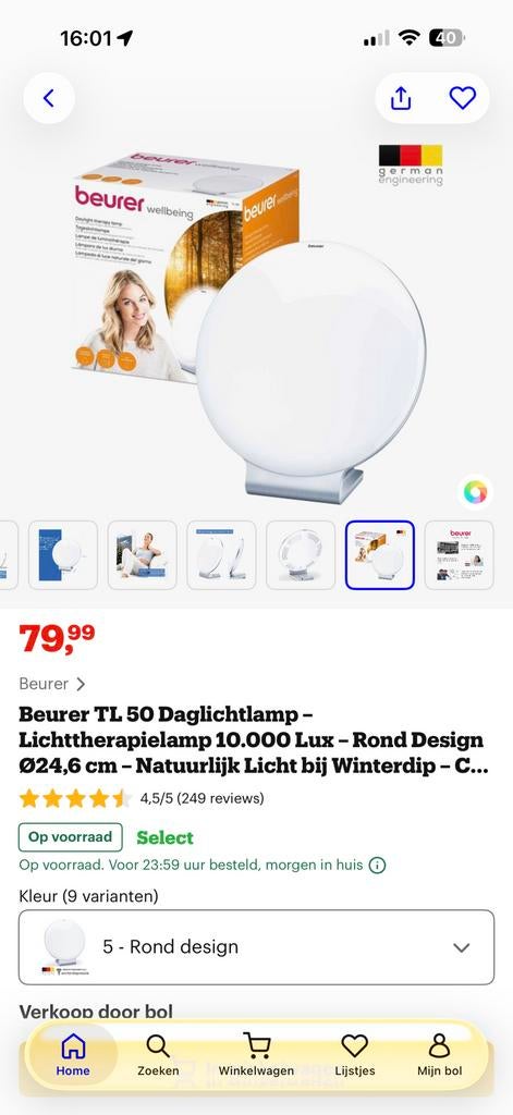 Daglichtlamp BEURER, Ophalen of Verzenden, Zo goed als nieuw, Overige typen