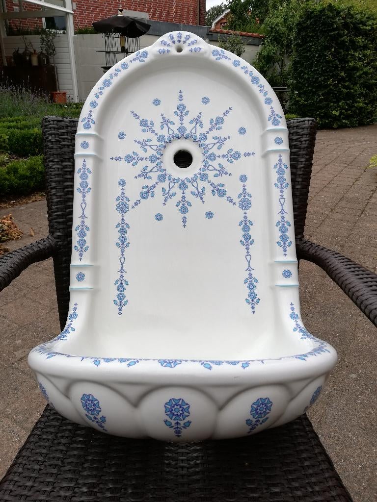 Supermooi fonteintje hoge rug blauw/turquoise decor, Ophalen