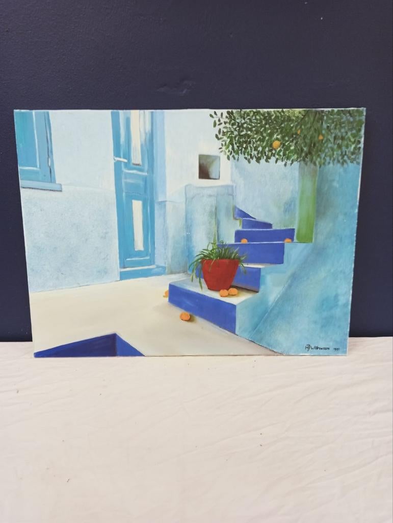 Schilderij A.J. Witteveen, 1991, Antiek en Kunst, Kunst | Schilderijen | Klassiek, Ophalen