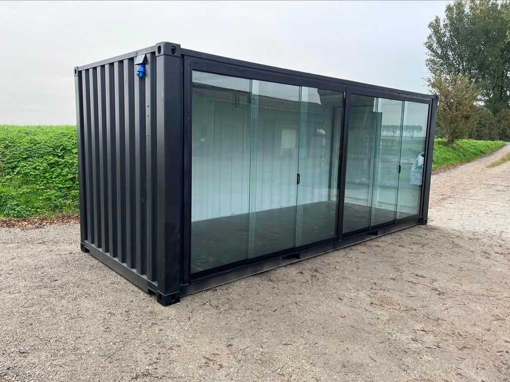 Zeecontainer met glazen schuif wanden., Ophalen of Verzenden