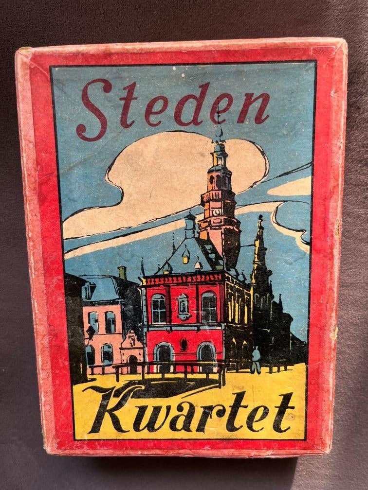 Steden kwartet 1947, Verzamelen, Speelkaarten, Jokers en Kwartetten, Ophalen of Verzenden, Gebruikt, Kwartet(ten)