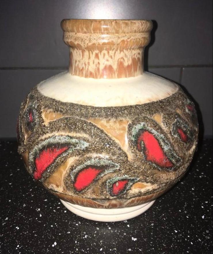 Vintage Strehla Keramik vaas 1421 DDR Fat Lava, Antiek en Kunst, Ophalen of Verzenden